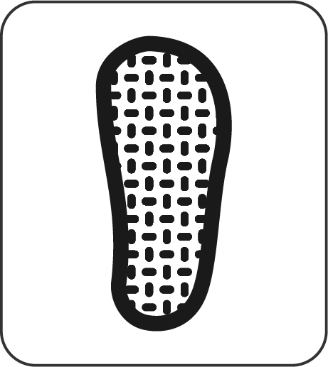 Symbol zastosowania antypoślizgowej podeszwy w klapkach medycznych Paps